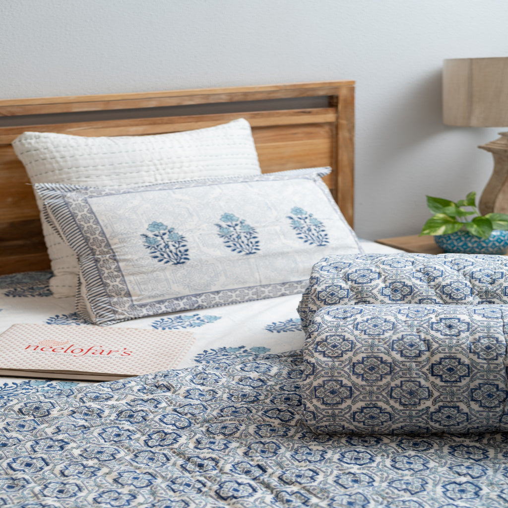 Indigo Calm Handblock Bedsheet