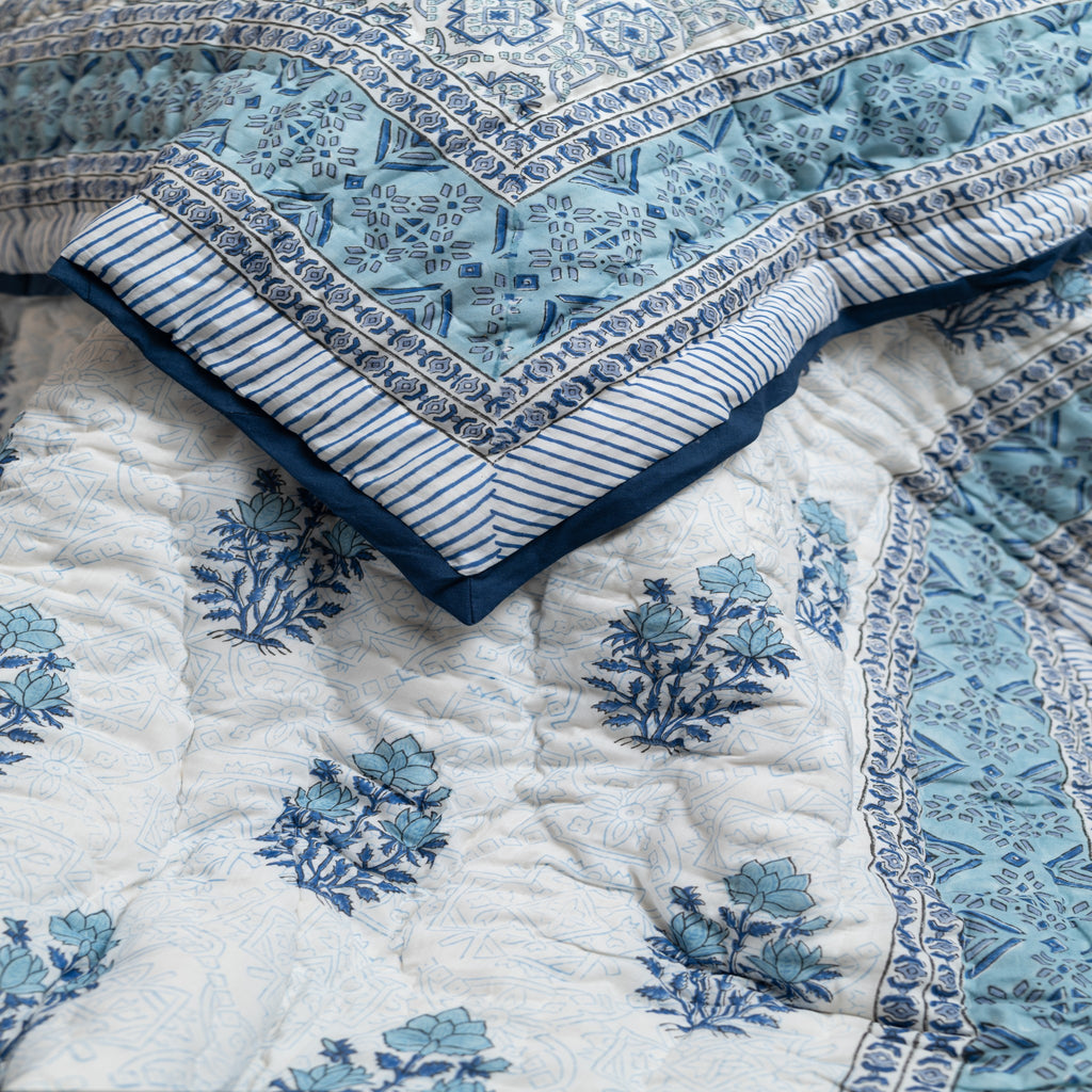 Indigo Serenity Handblock Quilt