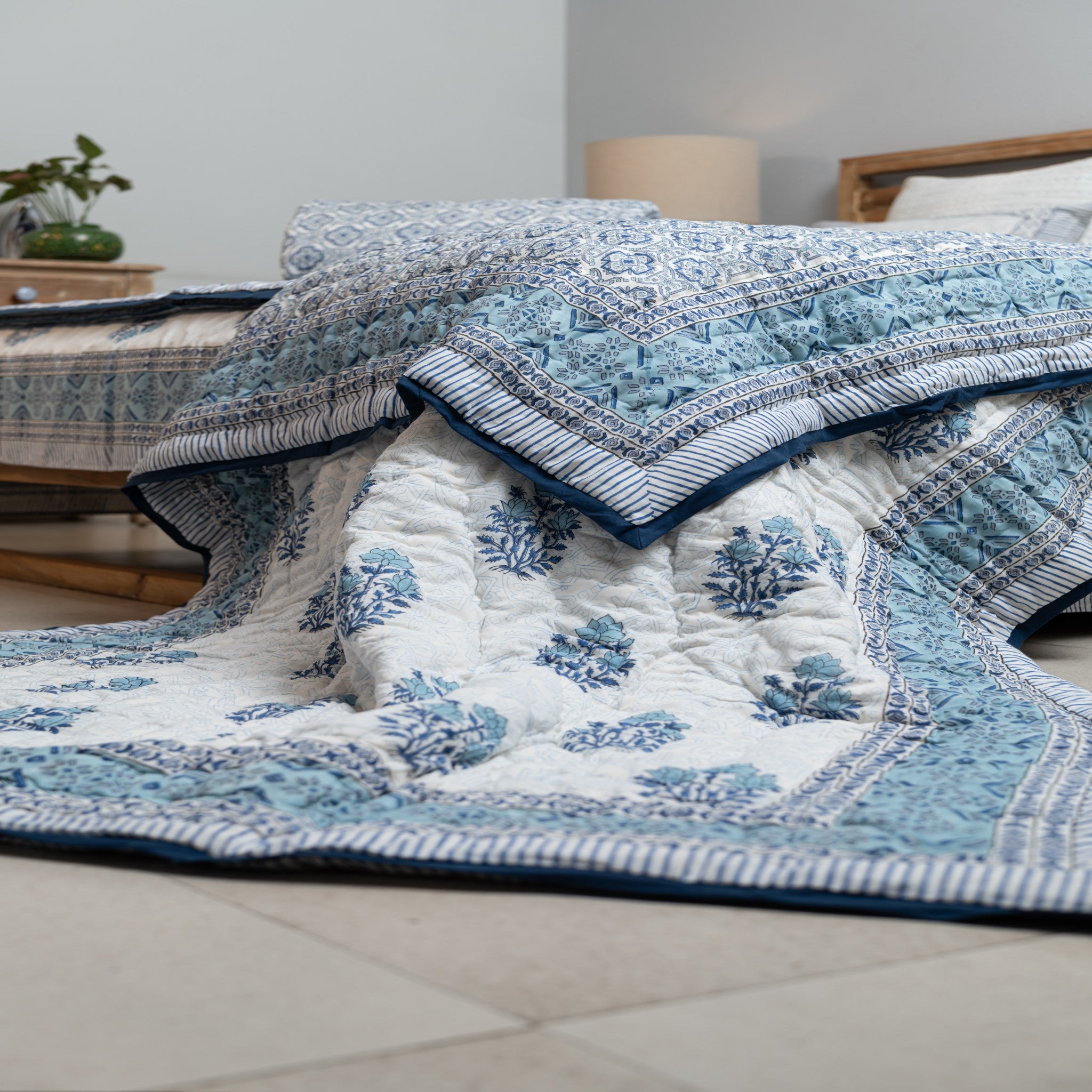 Indigo Serenity Handblock Quilt