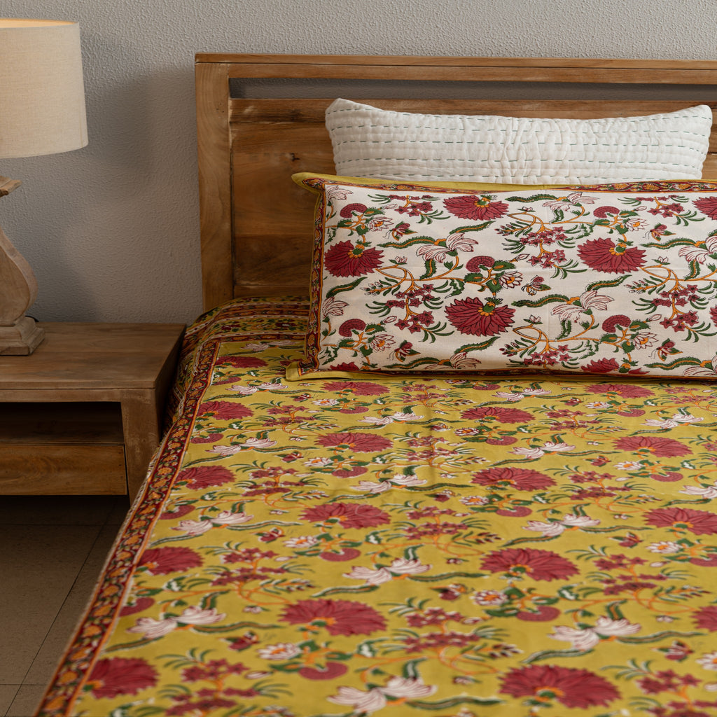 Mustard Marigold Dreams Bedsheet
