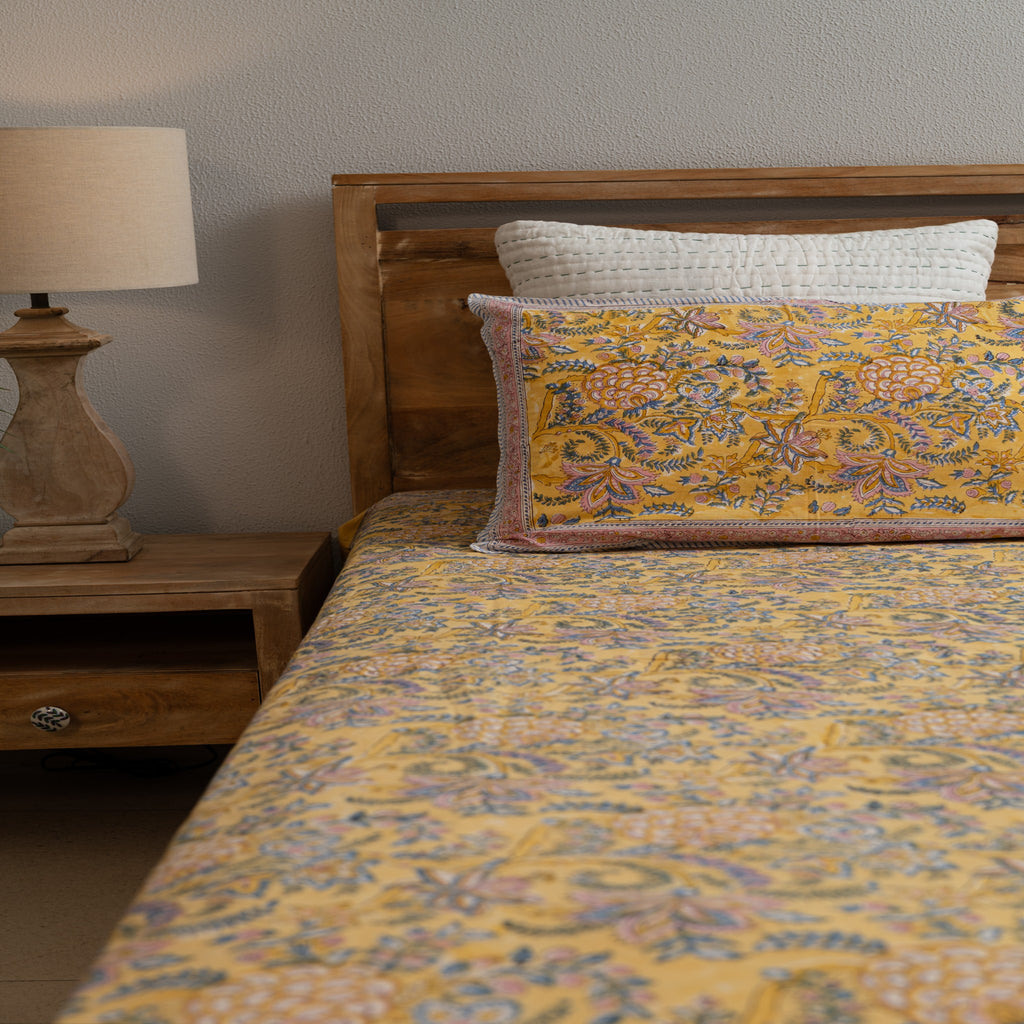 Golden Petal Harmony Bedsheet Set