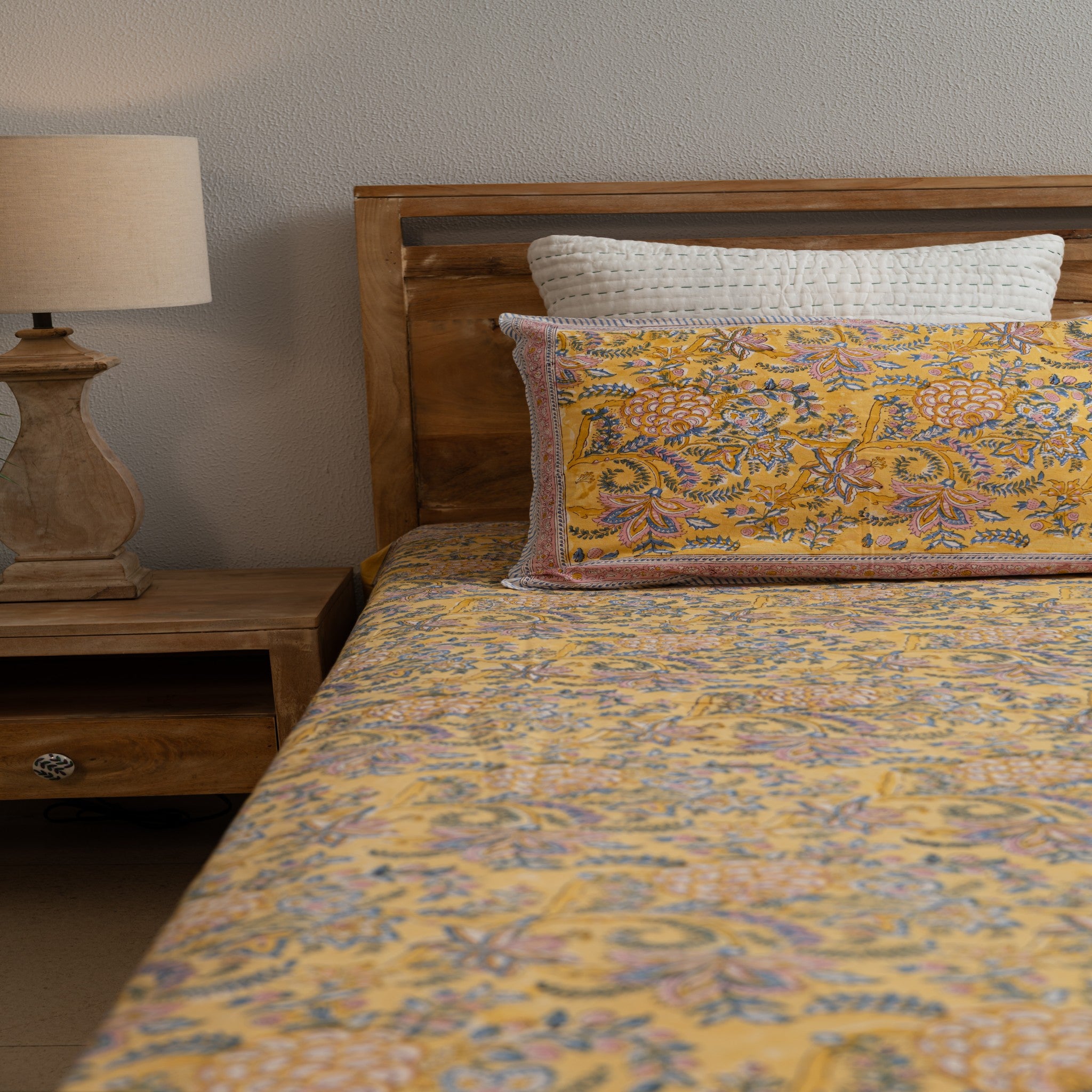 Golden Petal Harmony Bedsheet Set