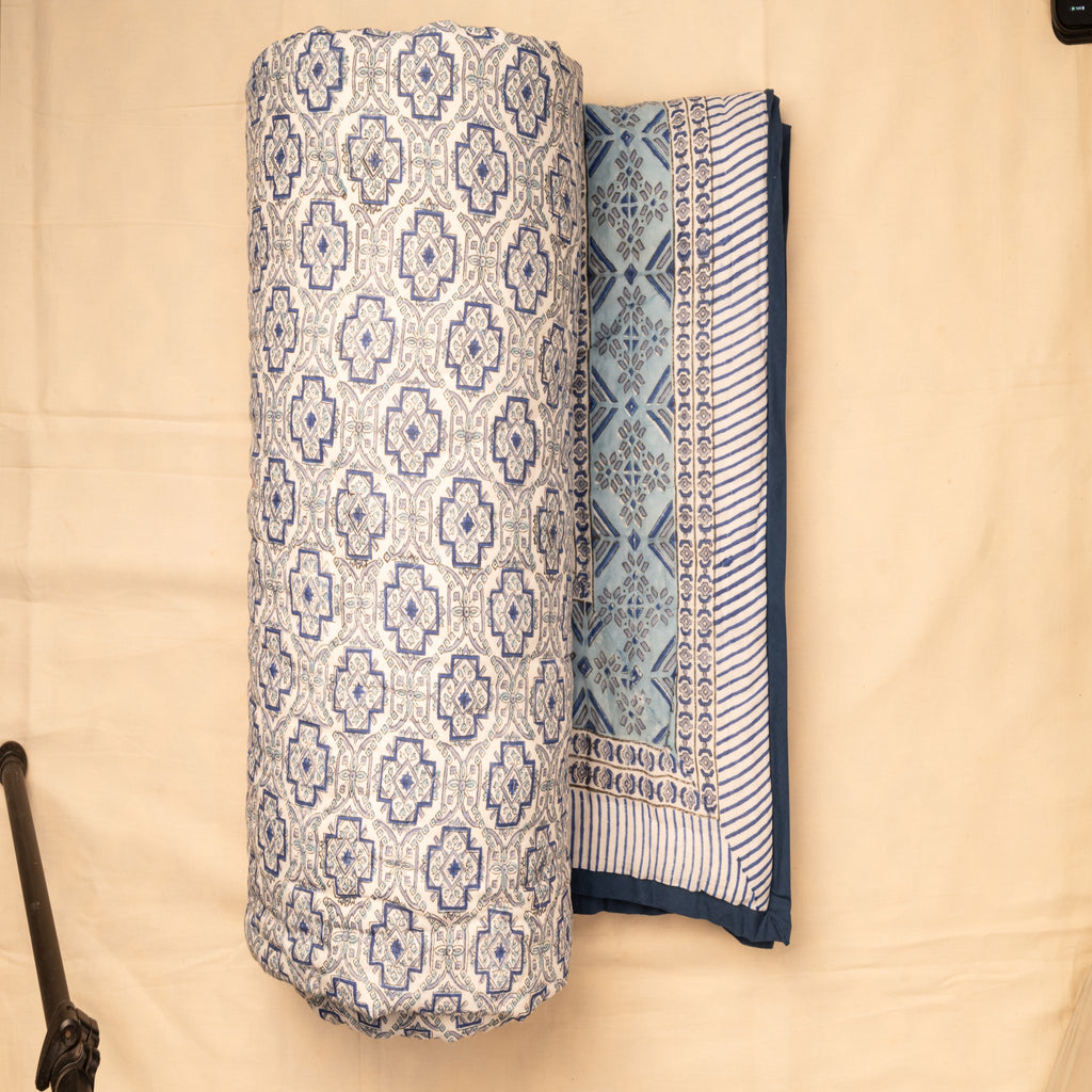 Indigo Serenity Handblock Quilt